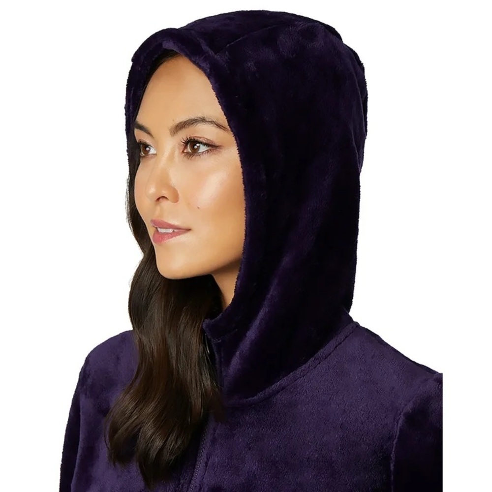 32 Degrees Luxe Fur Hooded Zip Jacket Size Small Plum Purple Soft Sherpa Fleece - Picture 3 of 13
